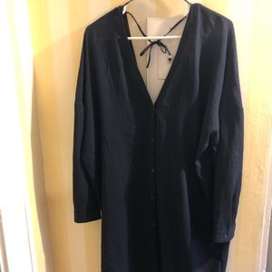 Navy blue v neck blouse